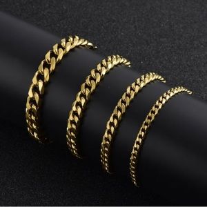Gold Stainless Steal Miami Cuban Links Bracelet for Men
